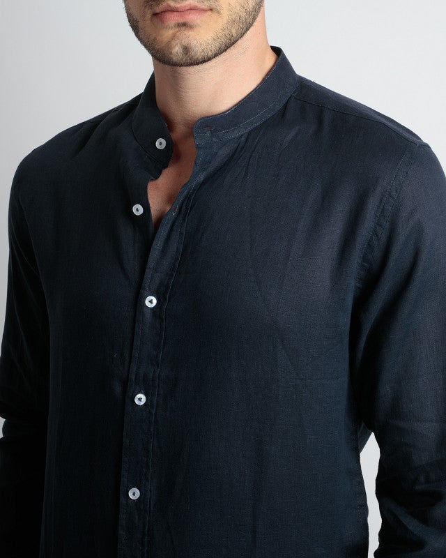 CAMICIA IN LINO COLLO COREANO