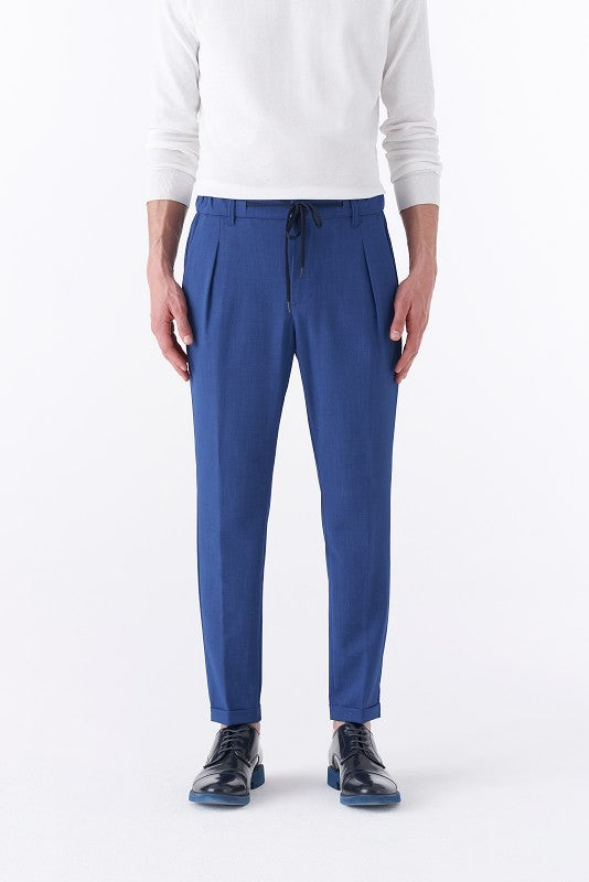 Pantalone jogger spigato con elastico in vita