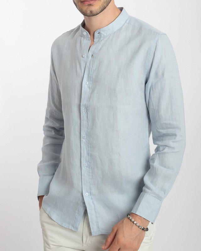 CAMICIA IN LINO COLLO COREANO