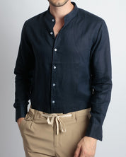 CAMICIA IN LINO COLLO COREANO