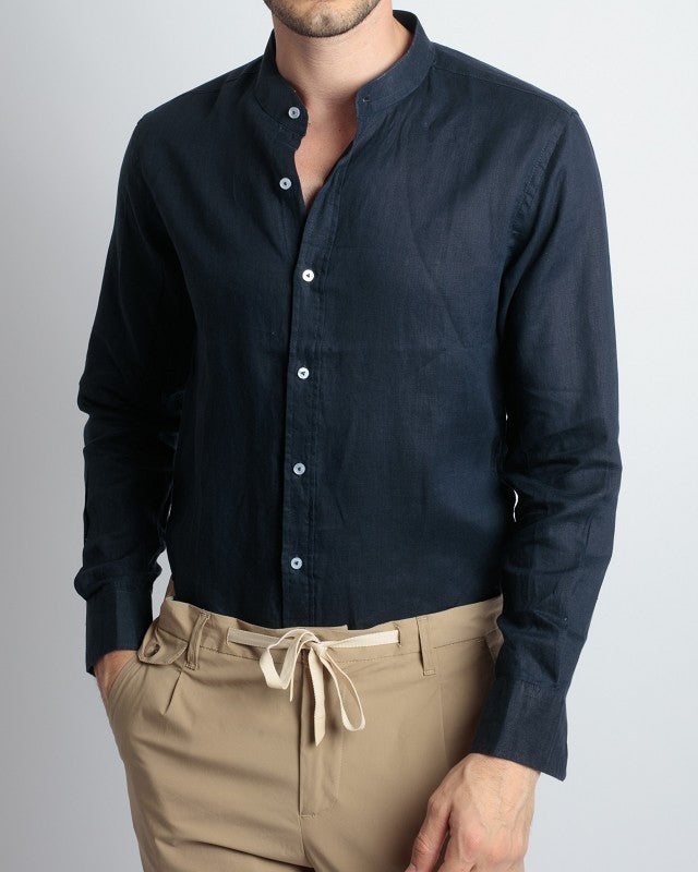 CAMICIA IN LINO COLLO COREANO