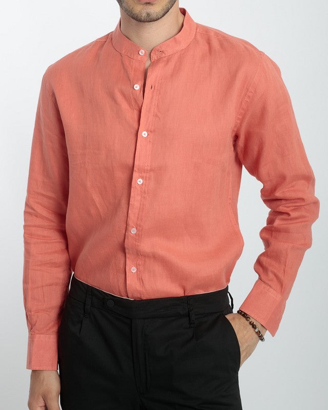 CAMICIA IN LINO COLLO COREANO