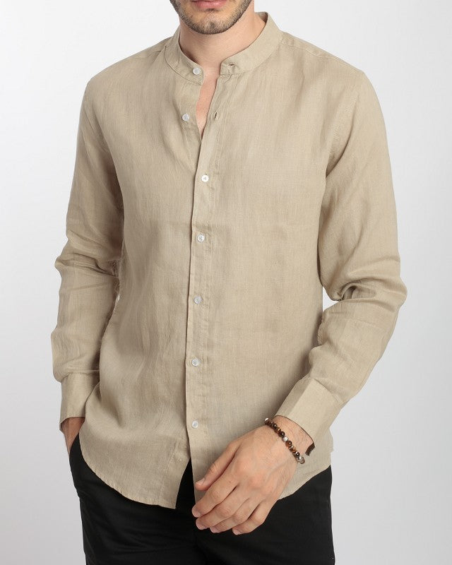 CAMICIA IN LINO COLLO COREANO