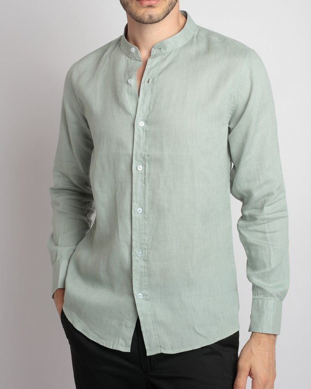 CAMICIA IN LINO COLLO COREANO