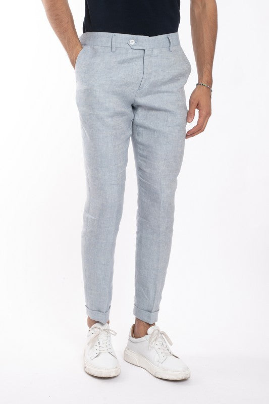 PANTALONE TASCA AMERICA PURO LINO