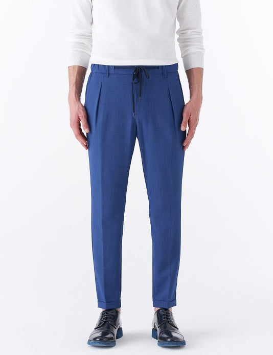 Pantalone jogger spigato con elastico in vita