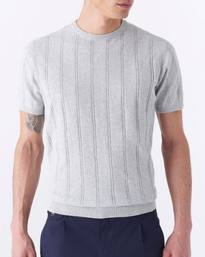 Maglia in filo intarsio a righe maniche corte