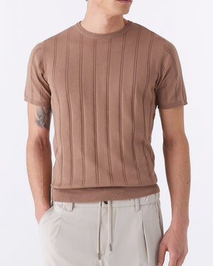 Maglia in filo intarsio a righe maniche corte