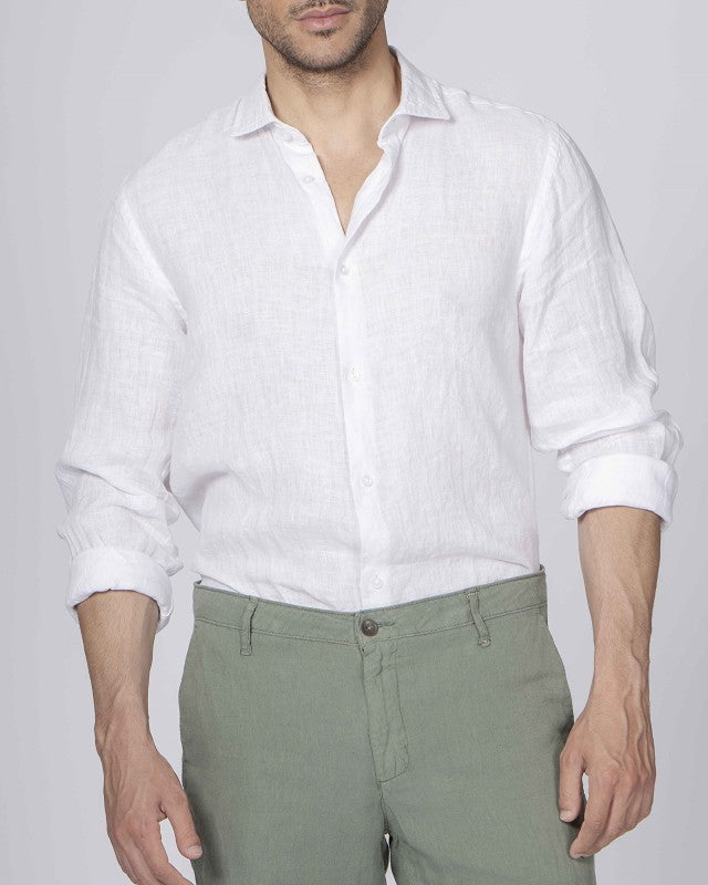 Camicia in puro lino collo francese