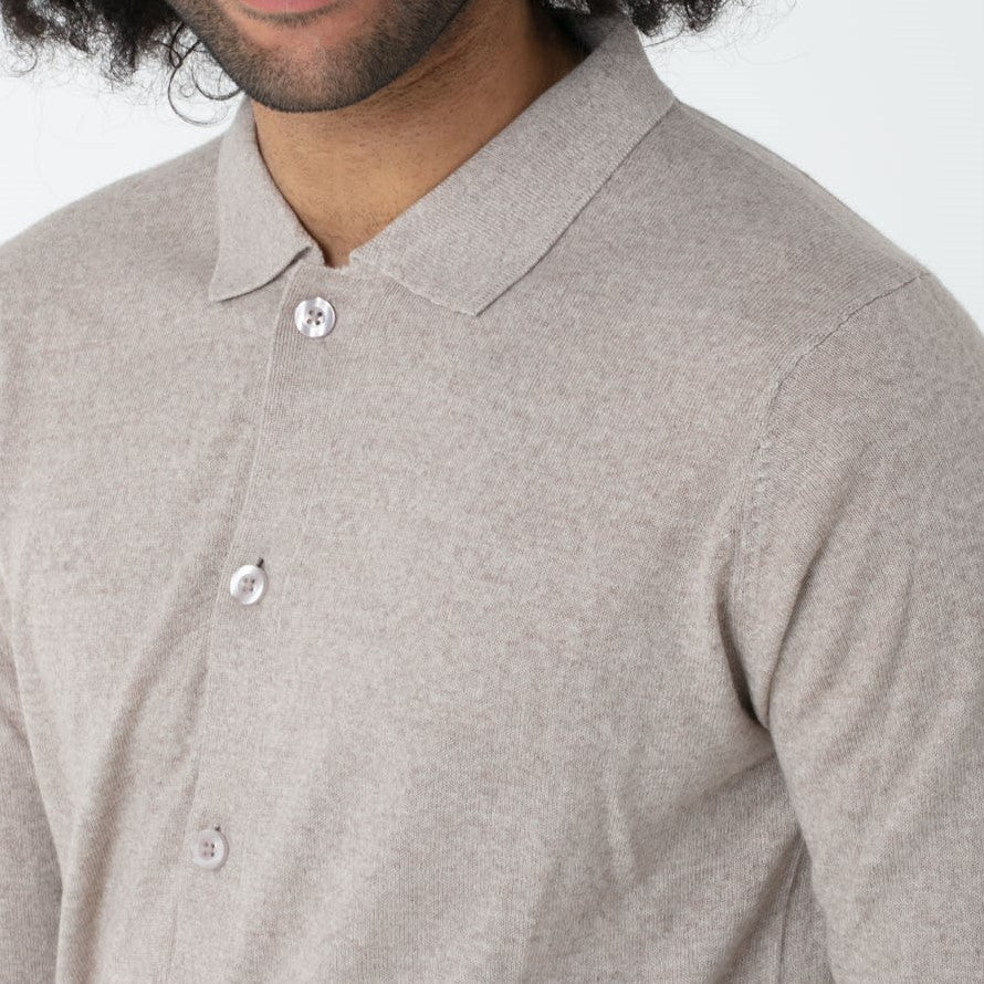Cardigan collo camicia in Misto Merinos