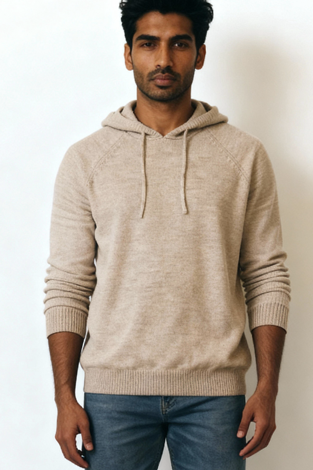Felpa con cappuccio in misto lana
