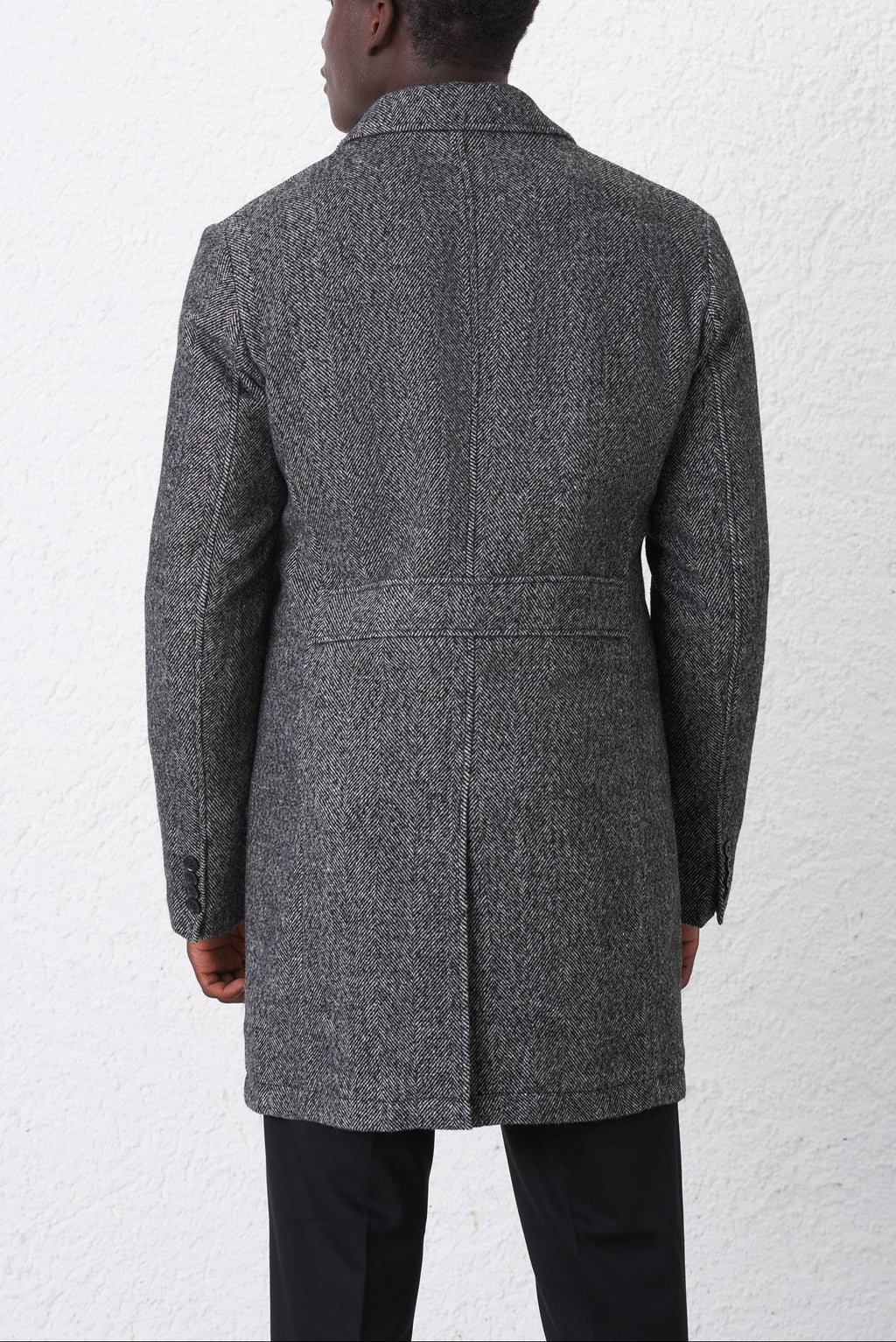 Cappotto Doppiopetto Misto Lana Spigata Bouclé