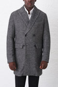 Cappotto Doppiopetto Misto Lana Spigata Bouclé