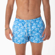 Costume Boxer Celeste con Fantasia Fiori