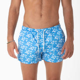 Costume Boxer Celeste con Fantasia Fiori