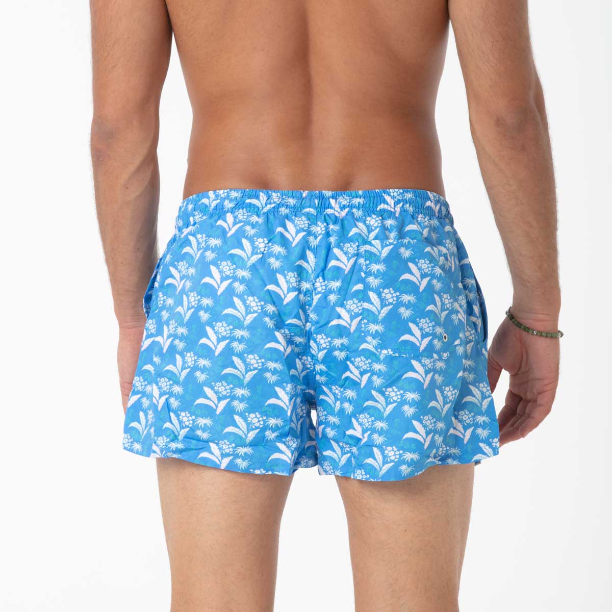 Costume Boxer Celeste con Fantasia Fiori