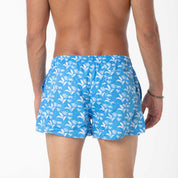 Costume Boxer Celeste con Fantasia Fiori