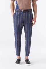 Pantalone in cotone fantasia righe