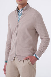 Cardigan uomo in cotone chicco di riso con zip