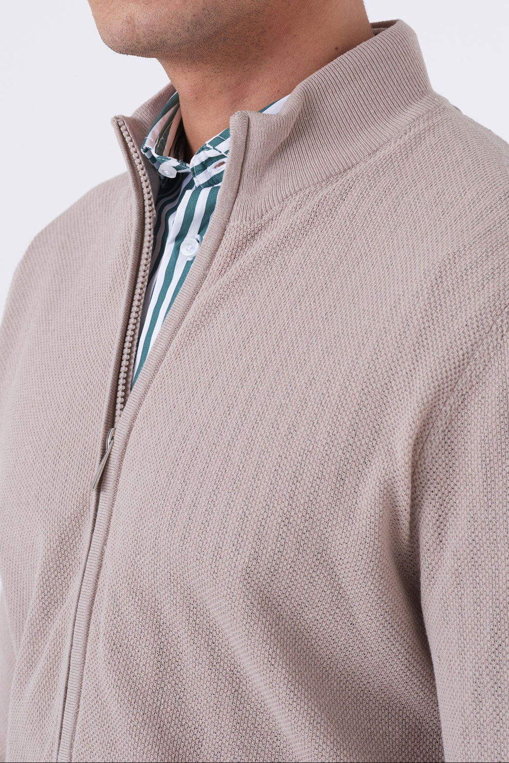 Cardigan uomo in cotone chicco di riso con zip