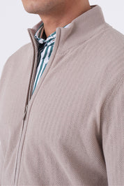 Cardigan uomo in cotone chicco di riso con zip