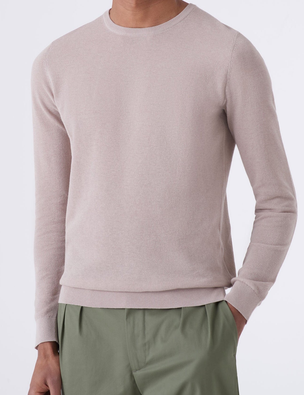 Maglia girocollo  in cotone chicco di riso