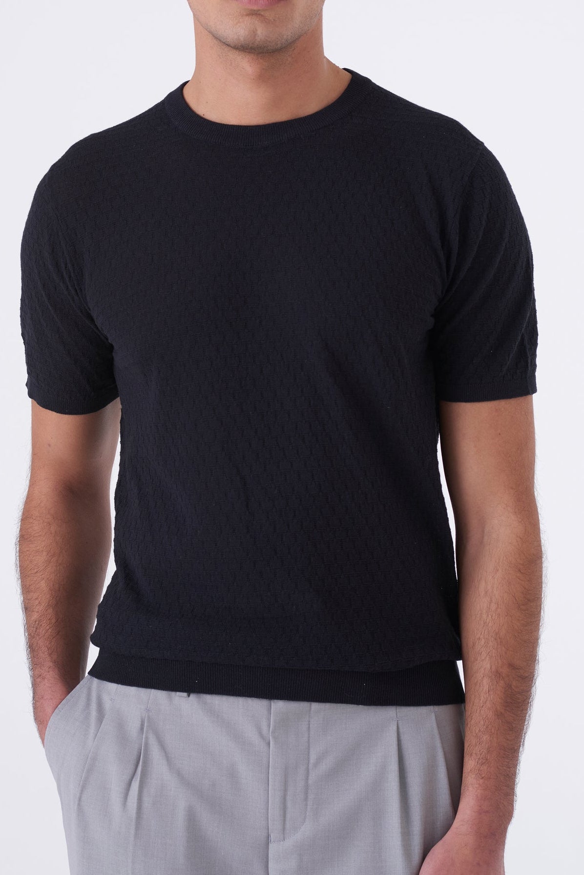 Maglia in filo con intarsio rettangolare