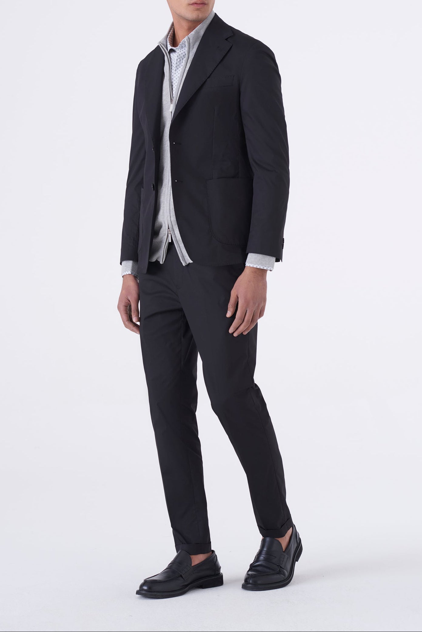 Giacca Monopetto in Cotone Stretch Rasato