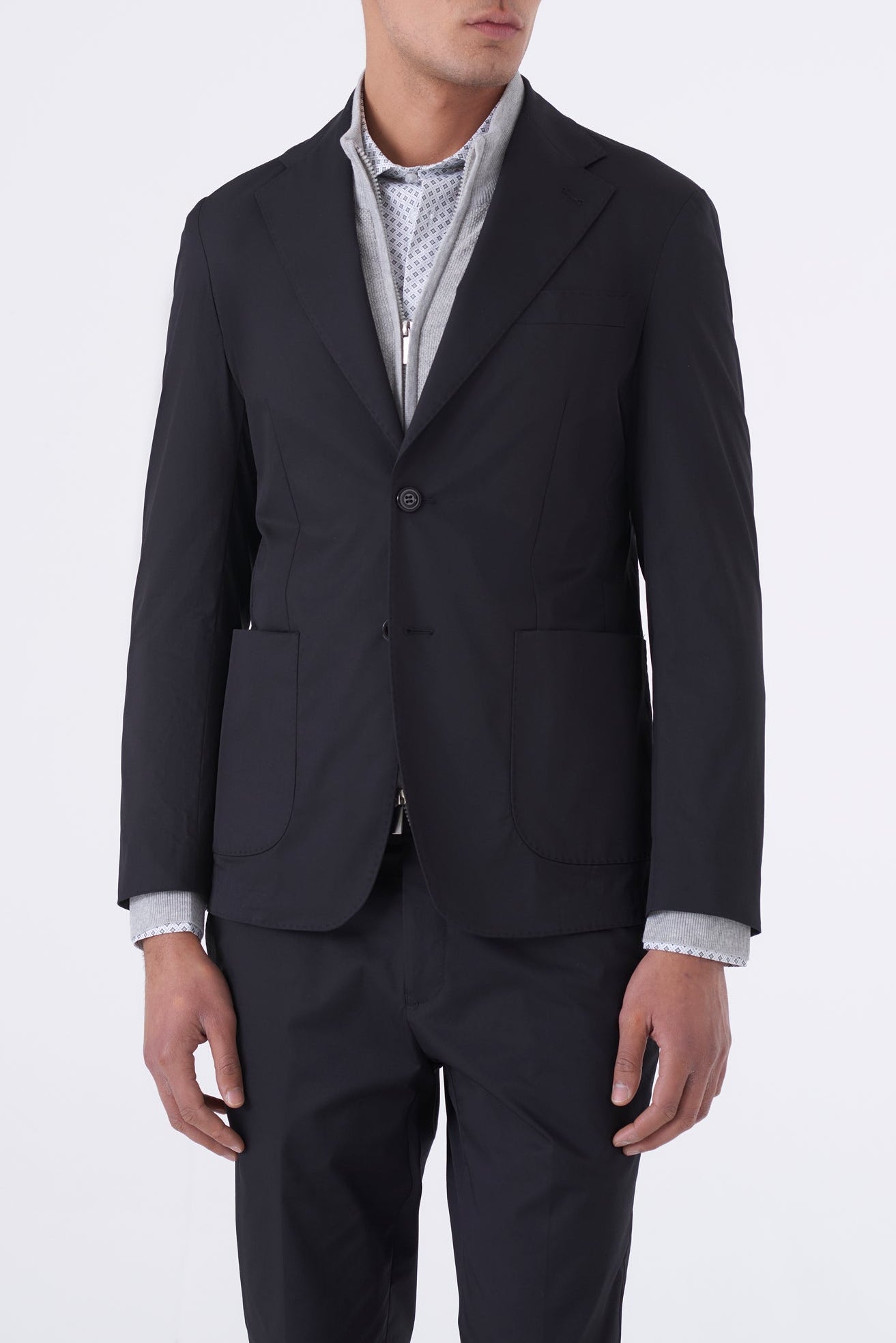 Giacca Monopetto in Cotone Stretch Rasato