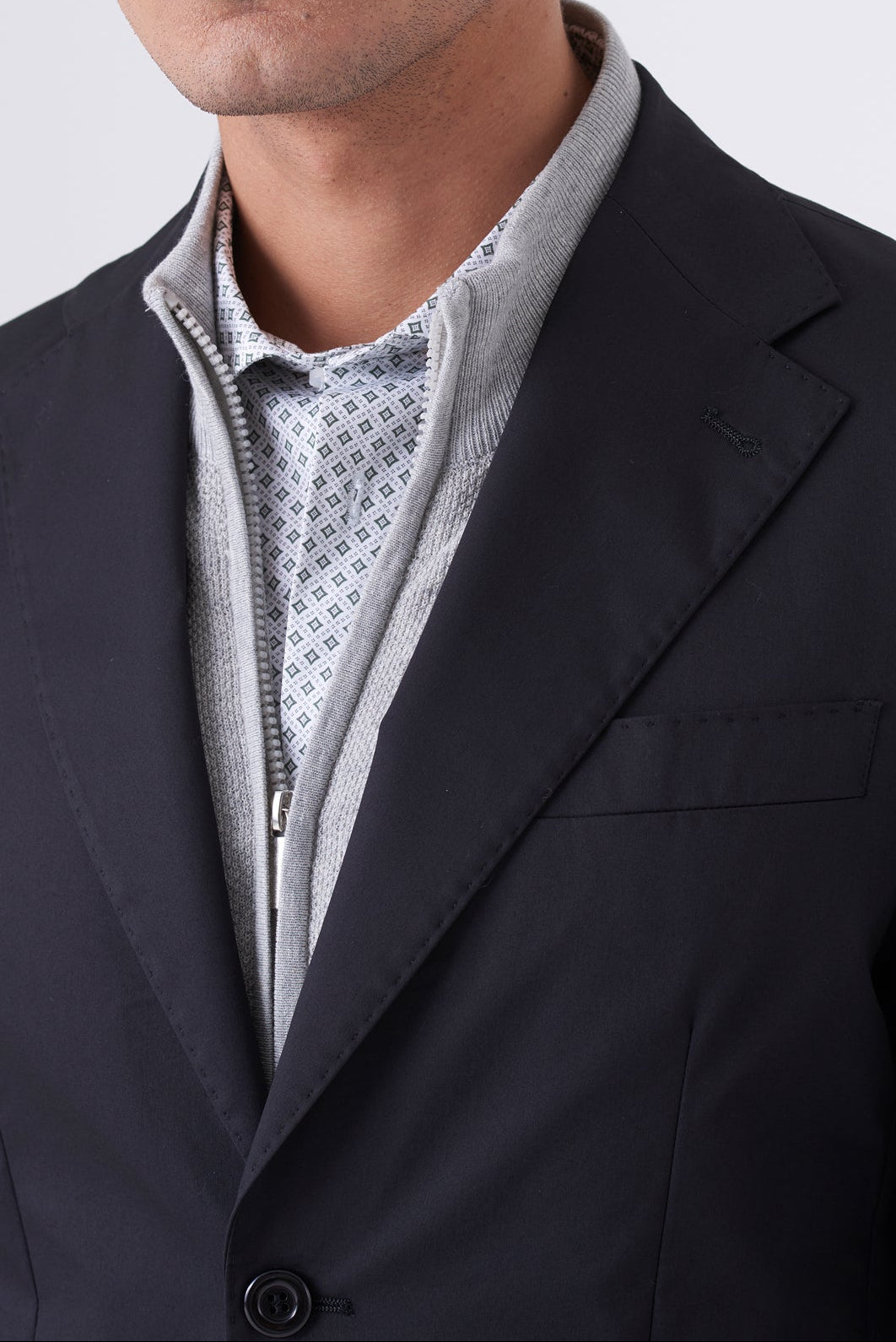 Giacca Monopetto in Cotone Stretch Rasato