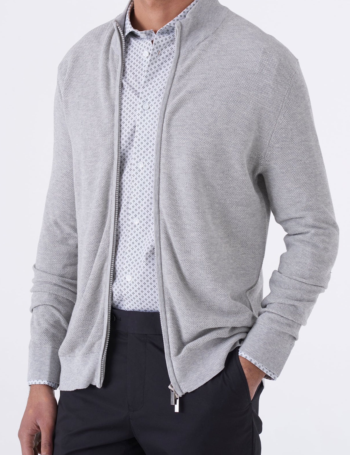 Cardigan uomo in cotone chicco di riso con zip