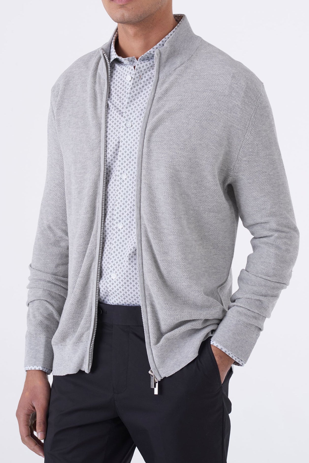 Cardigan uomo in cotone chicco di riso con zip