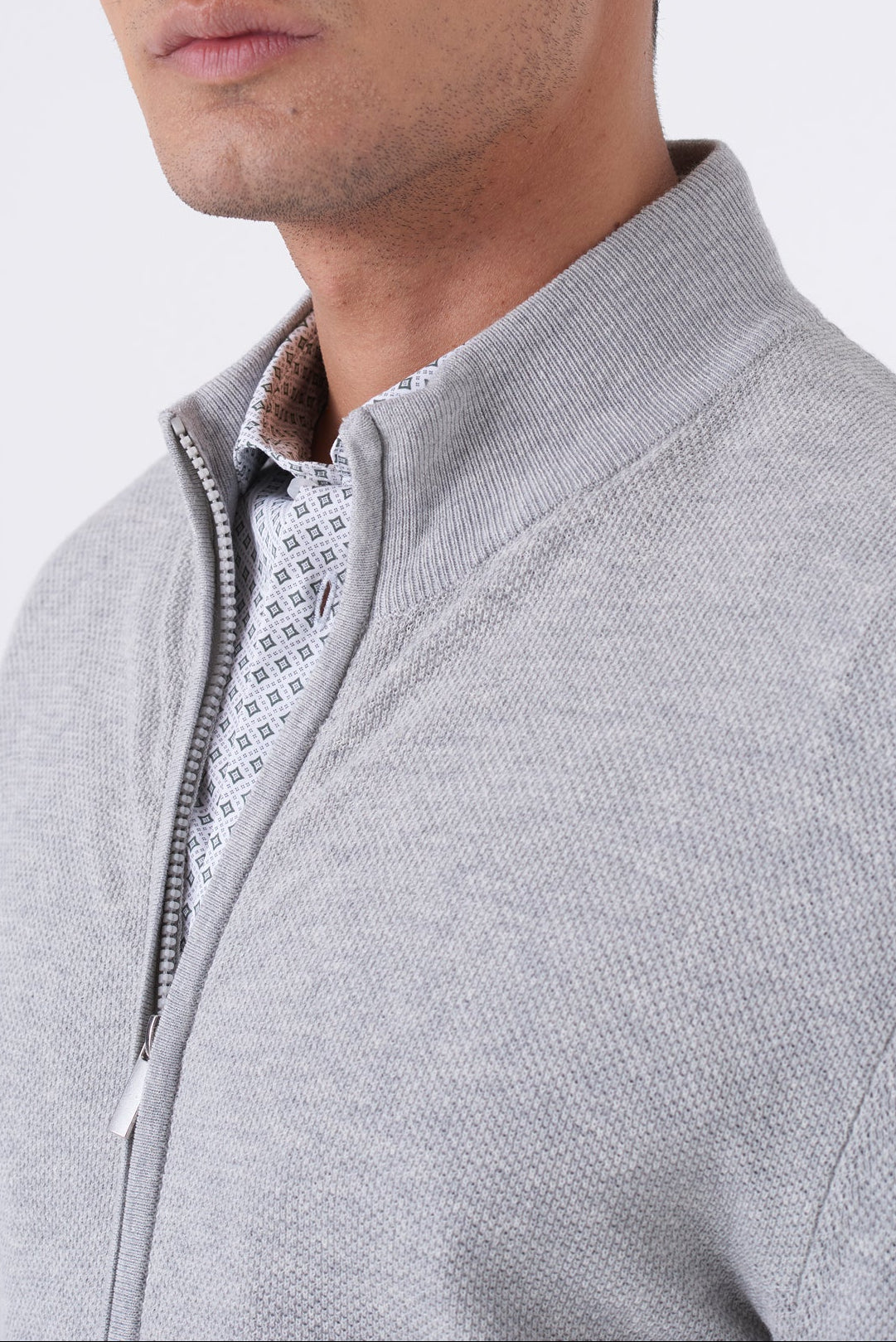 Cardigan uomo in cotone chicco di riso con zip