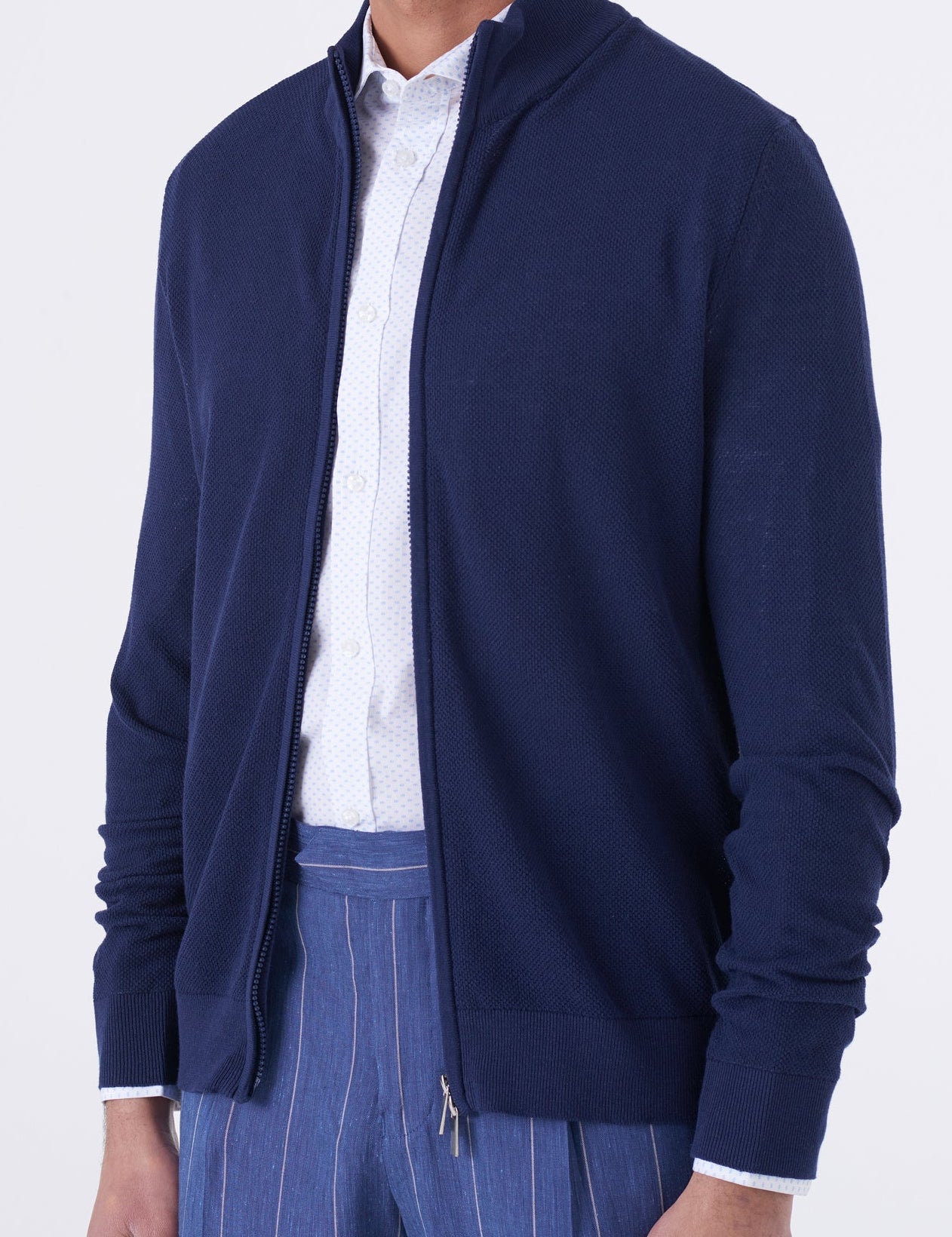 Cardigan uomo in cotone chicco di riso con zip