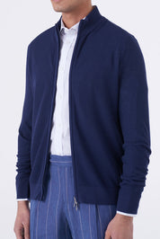 Cardigan uomo in cotone chicco di riso con zip