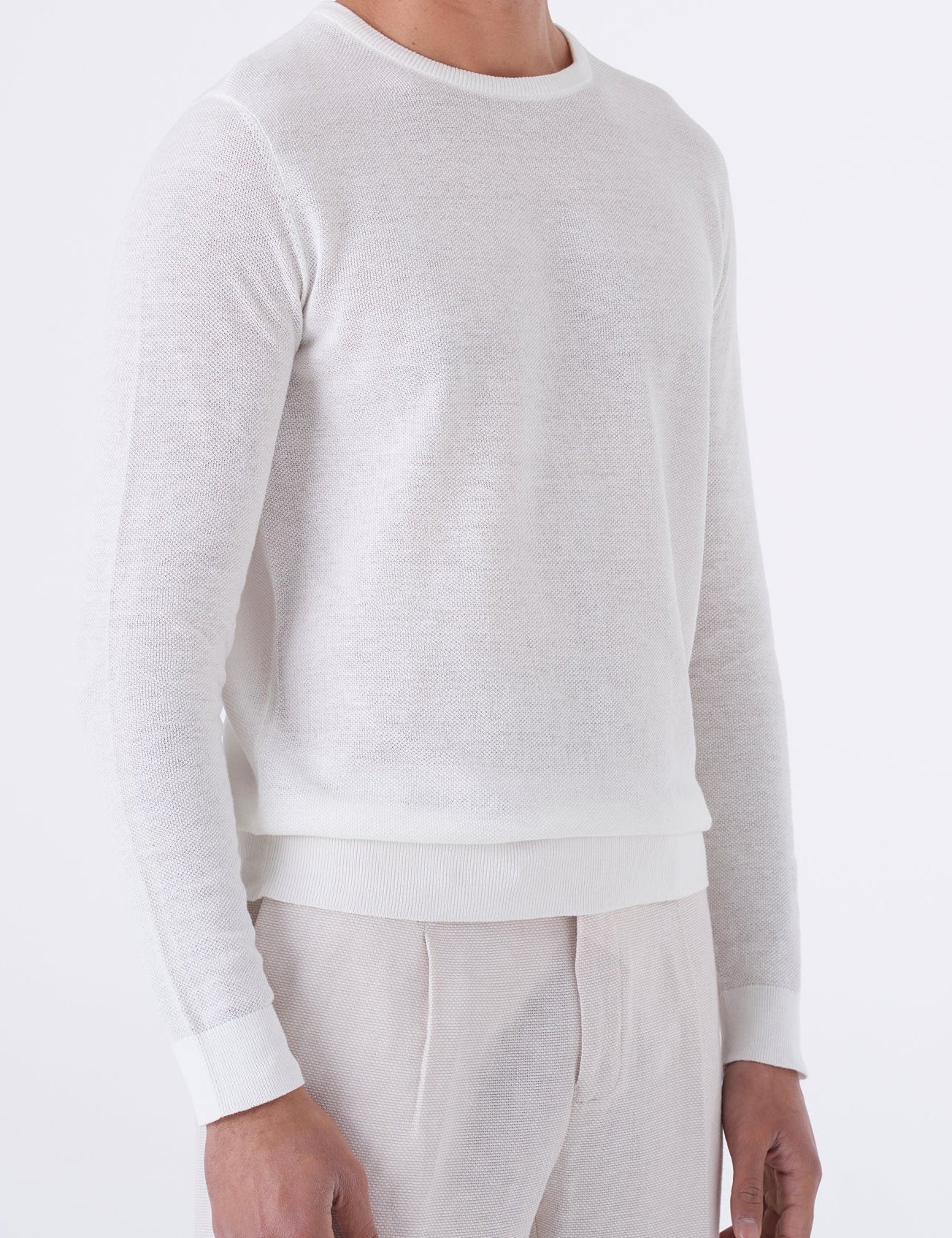 Maglia girocollo  in cotone chicco di riso