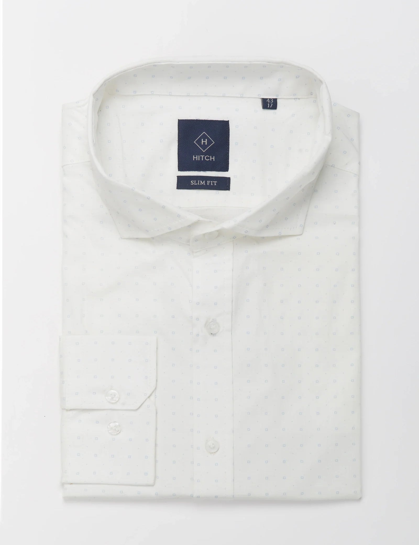 Camicia slim fit con microfantasia square stampata