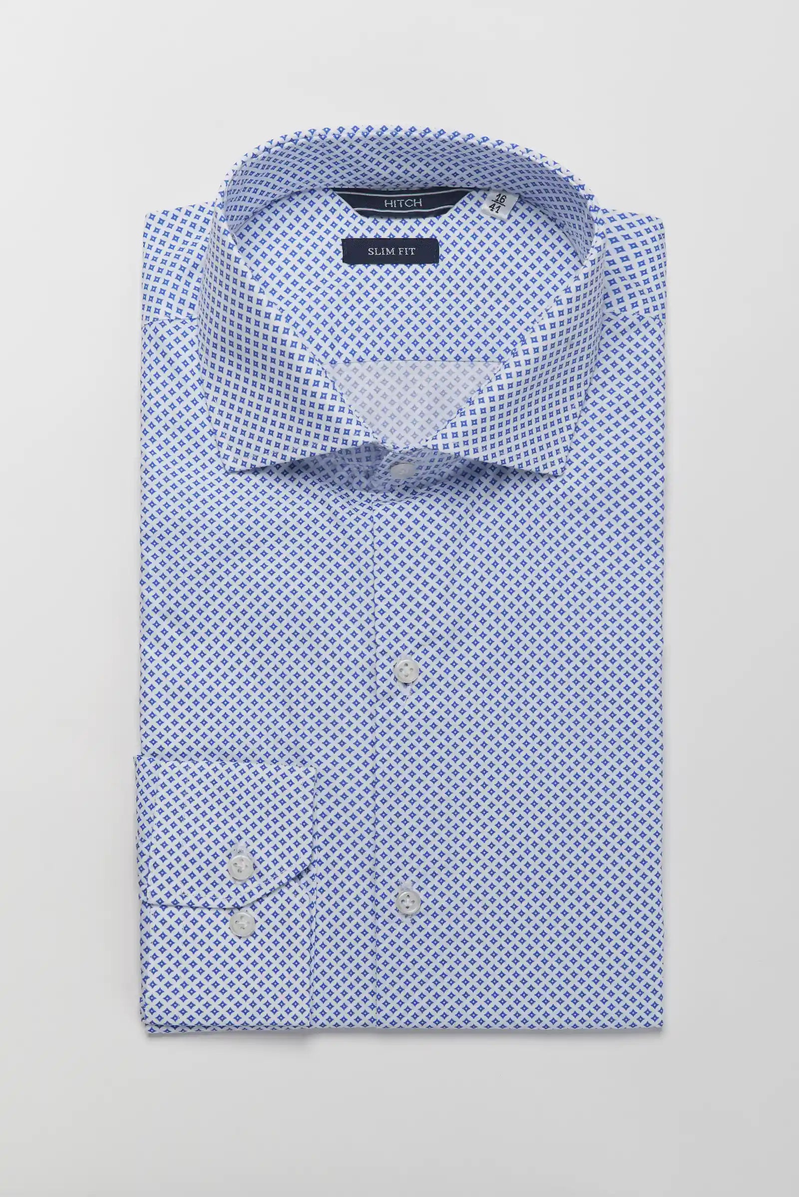 Camicia slim fit con microfantasia diamonds stampata