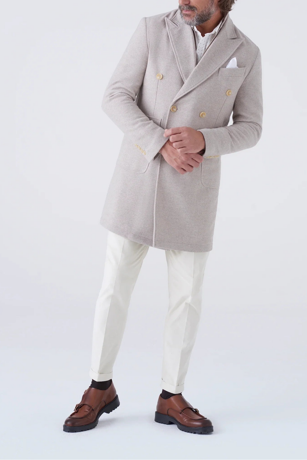 Cappotto doppiopetto in misto lana