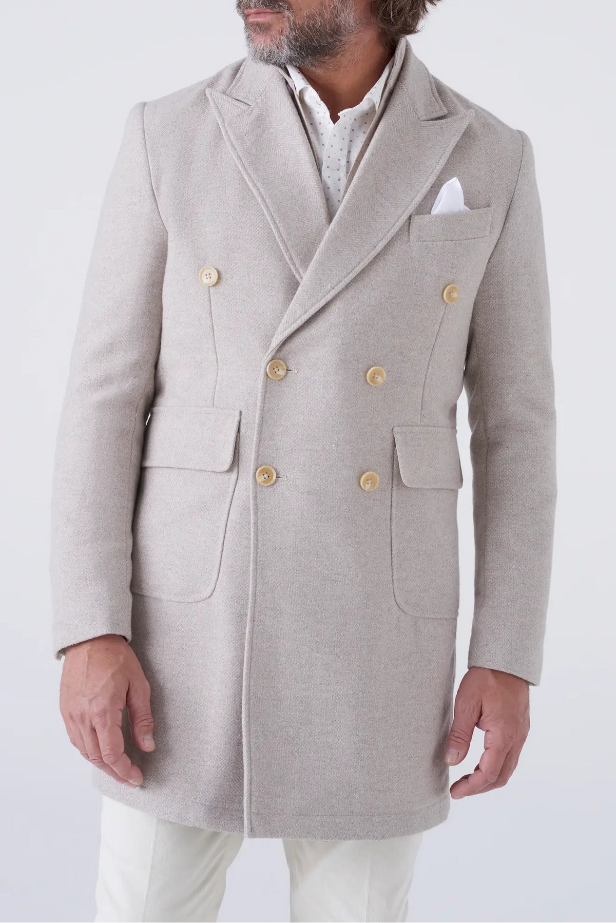 Cappotto doppiopetto in misto lana