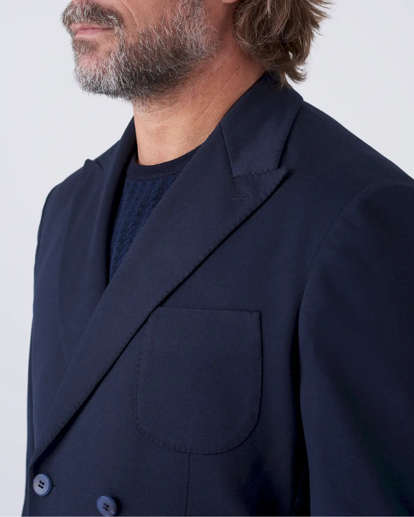 Giacca Doppiopetto in Maglia con Motivo Spigato