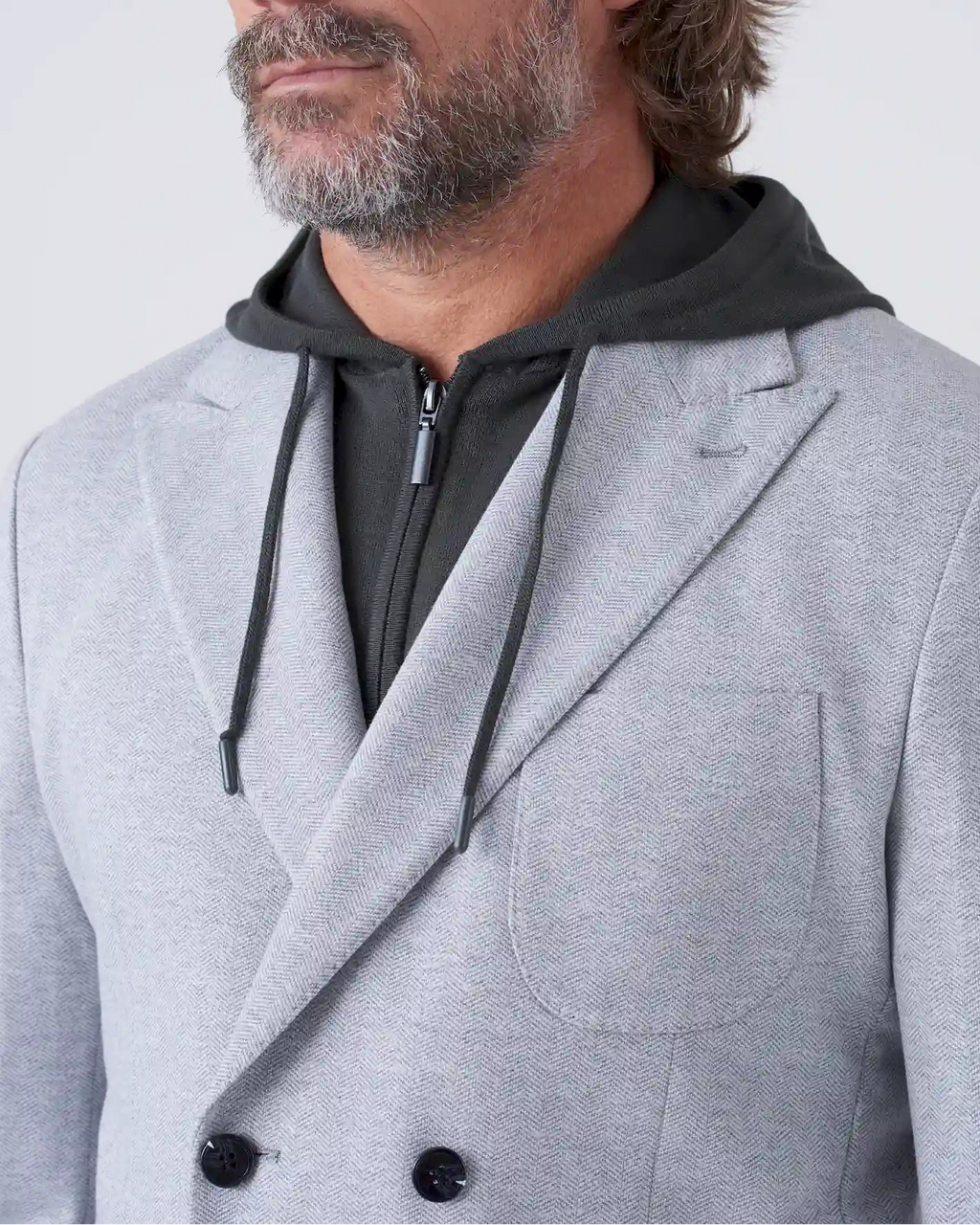 Giacca Doppiopetto in Maglia con Motivo Spigato