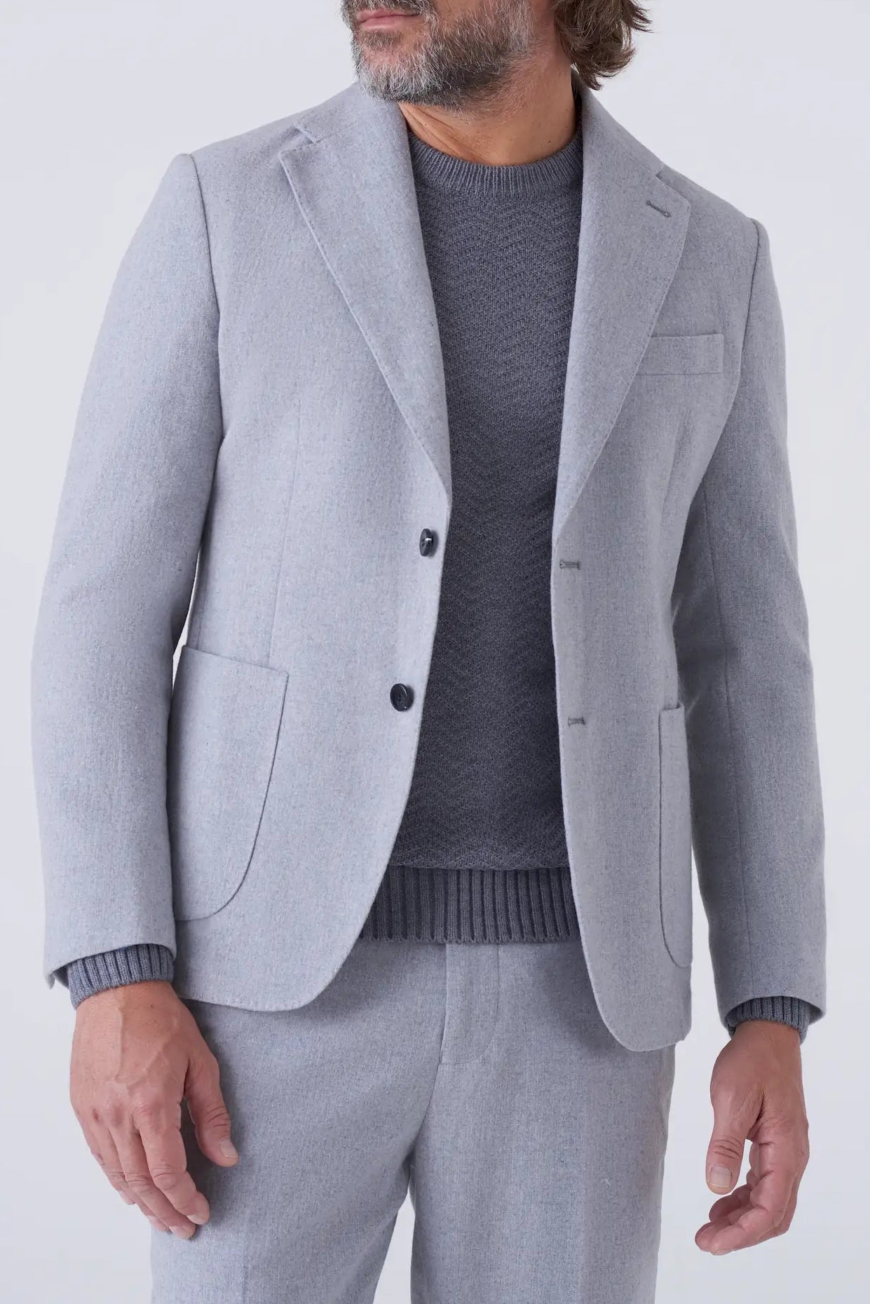 Giacca tinta unita in misto lana