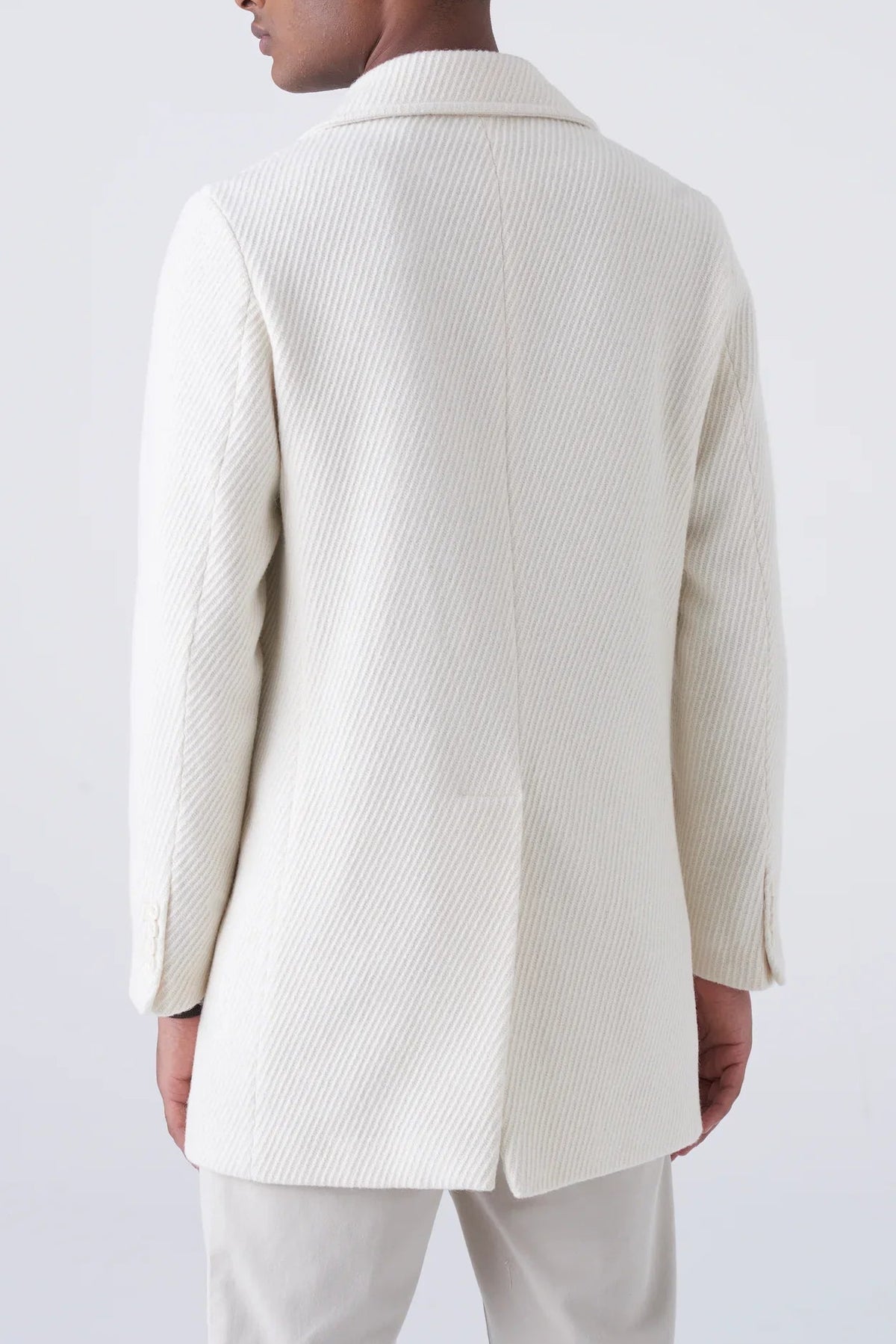 Cappotto doppiopetto bianco a costine