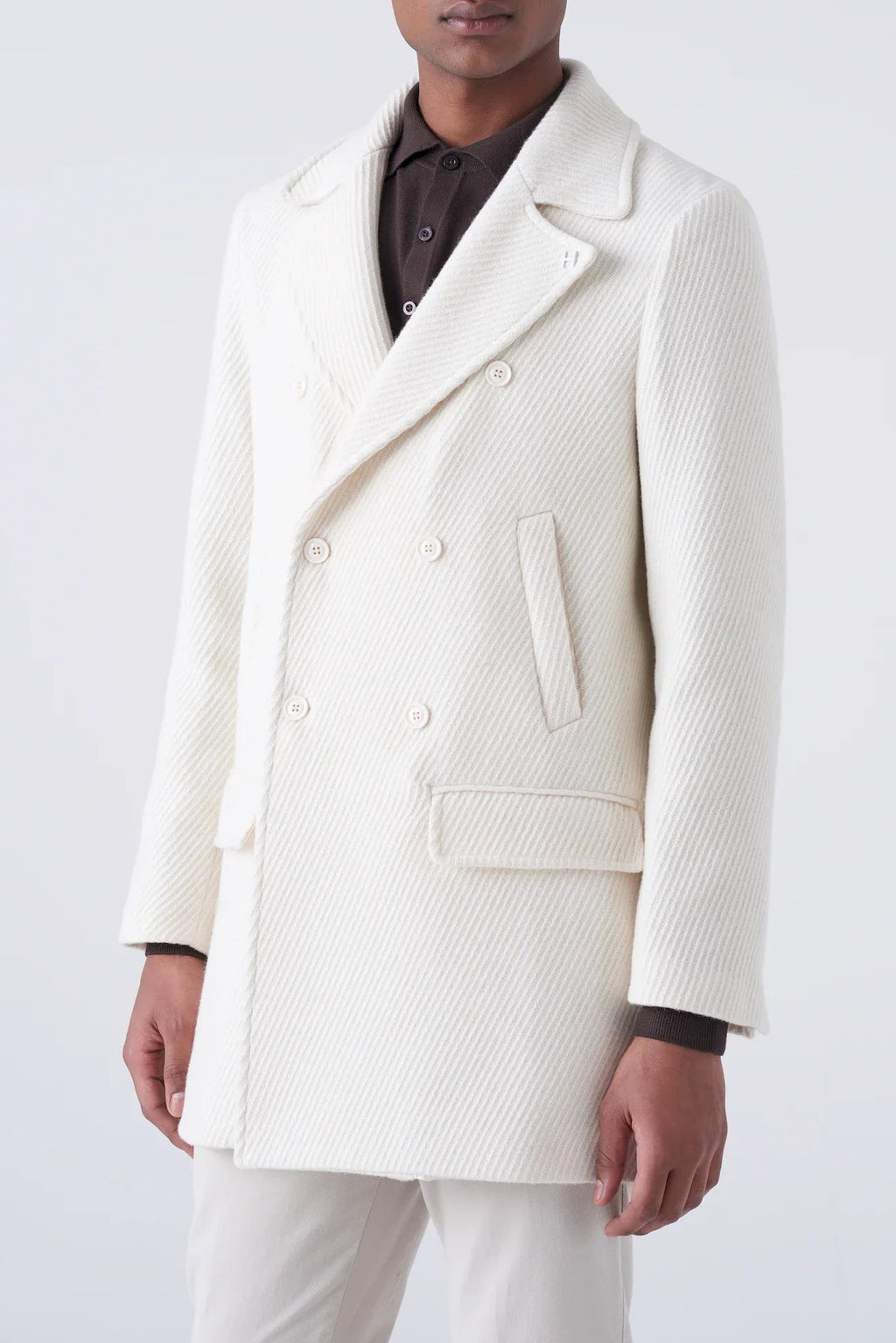 Cappotto doppiopetto bianco a costine