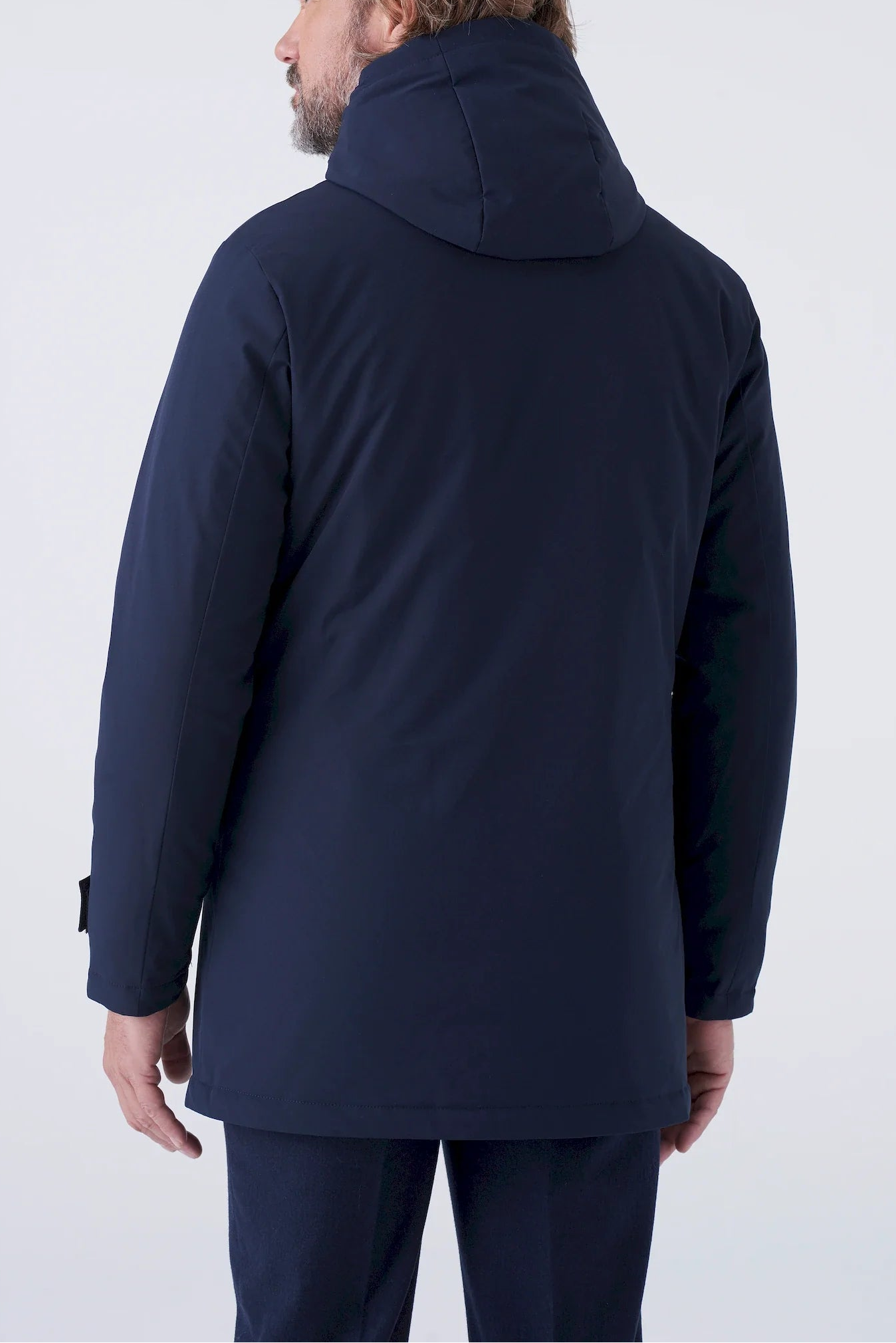 Parka lungo imbottito in tessuto tecnico