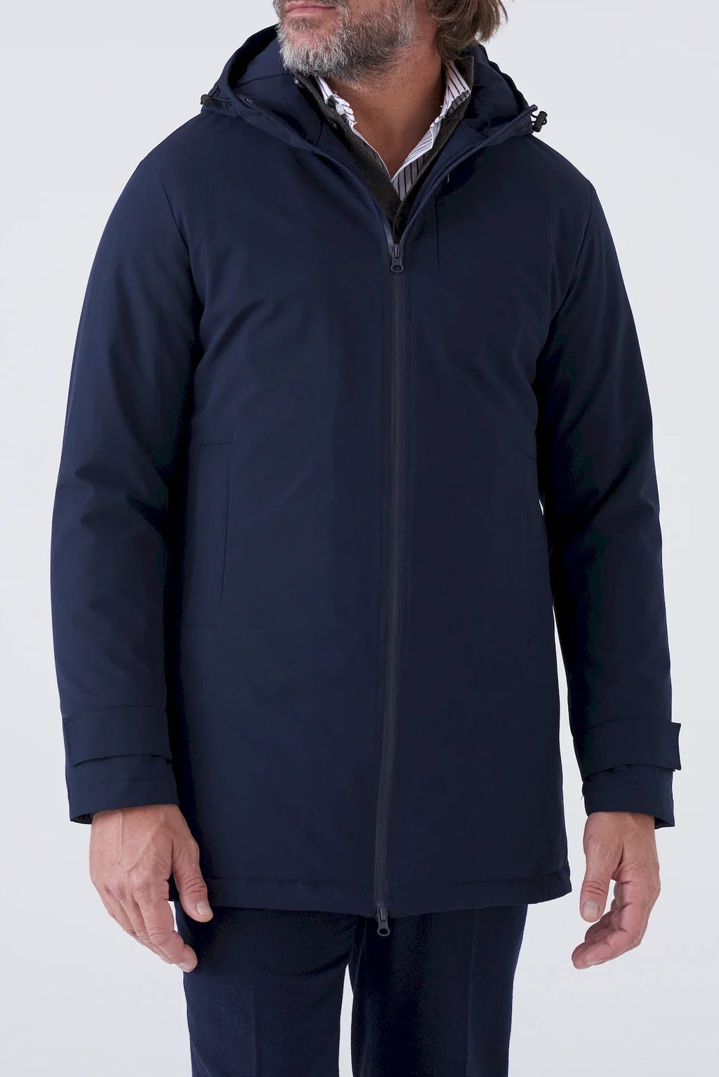 Parka lungo imbottito in tessuto tecnico