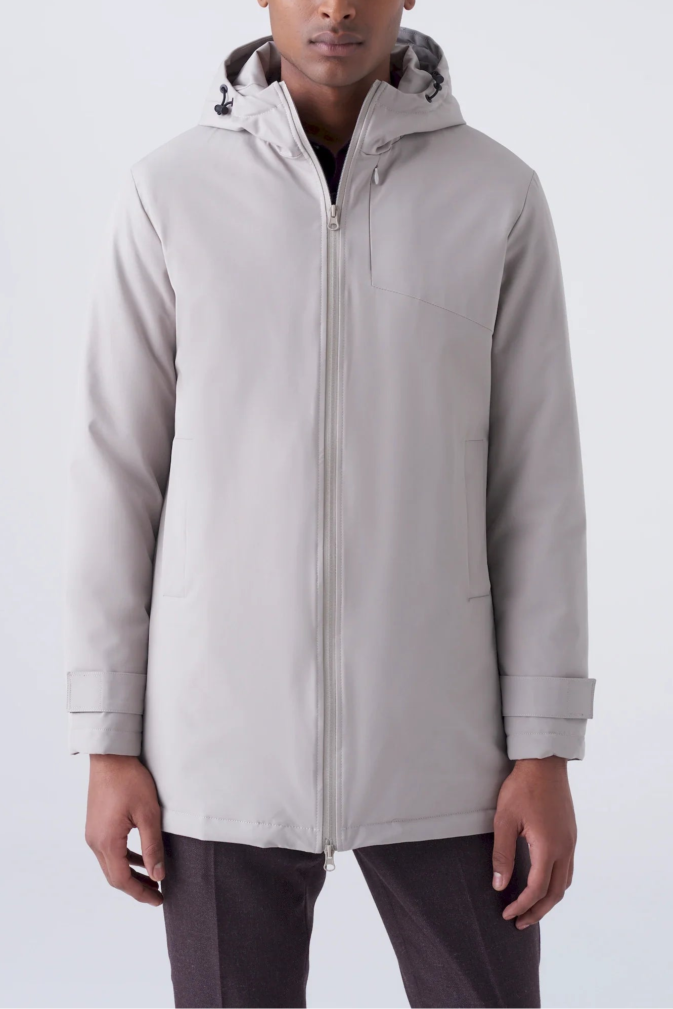 Parka lungo imbottito in tessuto tecnico