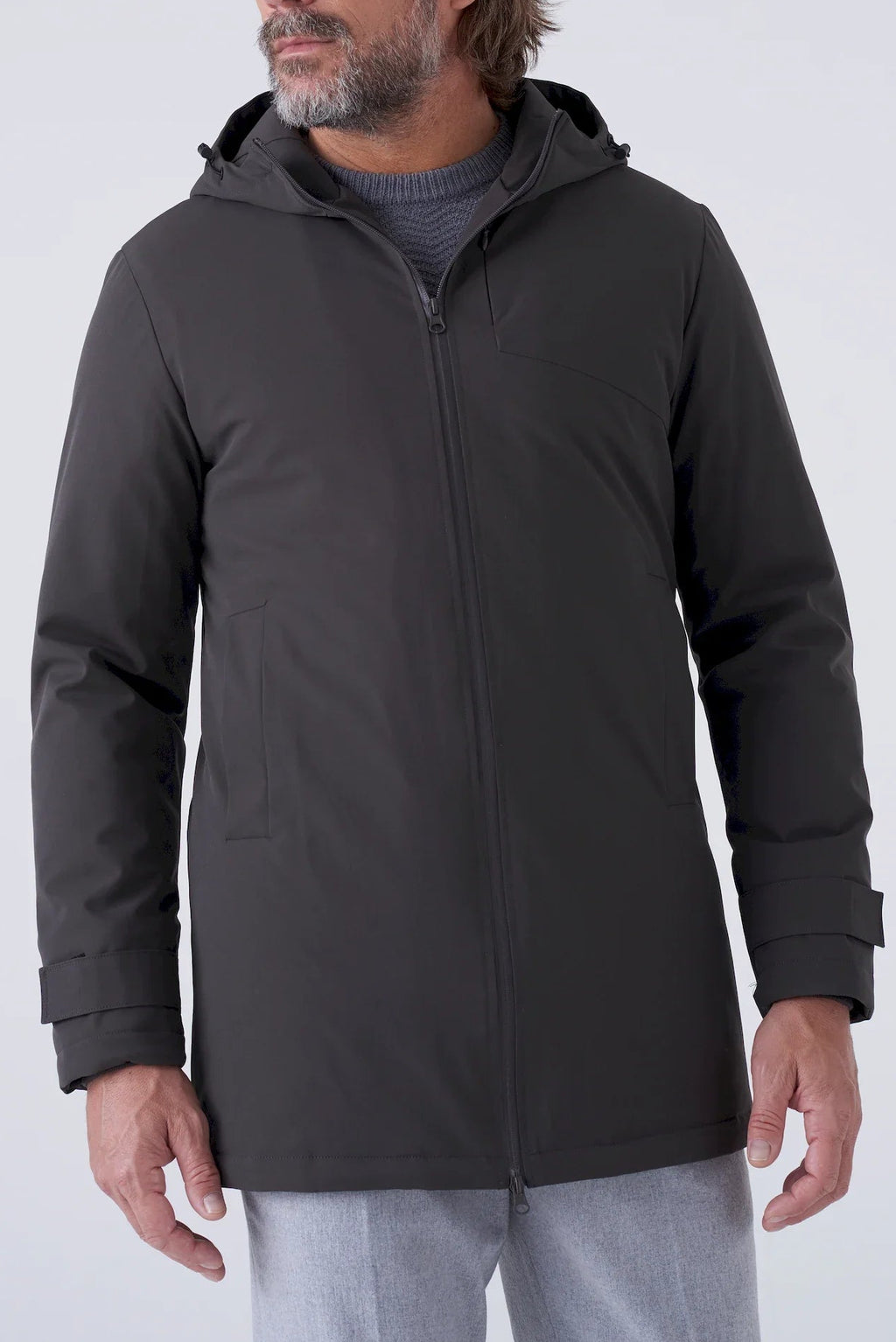 Parka lungo imbottito in tessuto tecnico