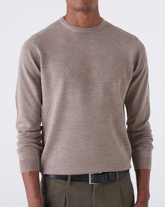 Maglia Fantasia Rombo tono su tono misto merinos